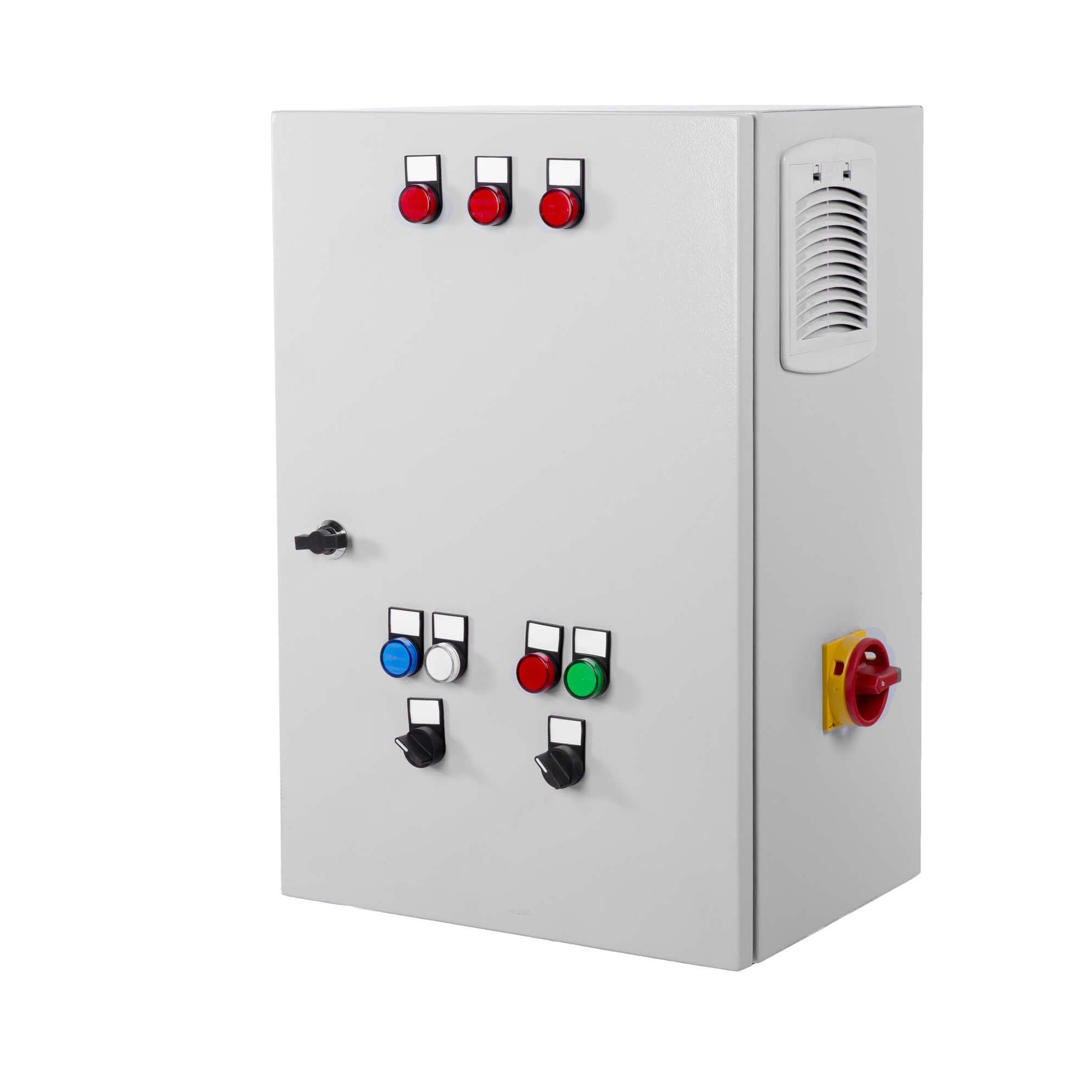 Stock Photo The Brand New Electrical Box Contains Many Terminals Relays Wires And Switches Isolated On White